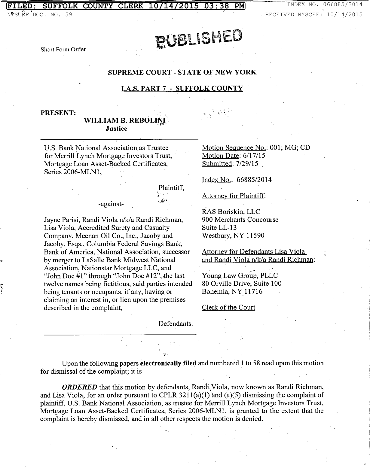 U.S. Bank v Parisi-Viola1